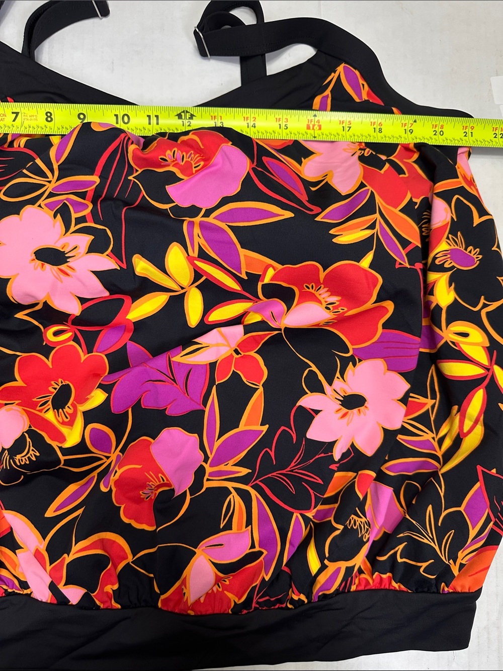 Lands End Tankini Swim Top Black Pink Floral Swimwear Womens Plus Size 24W - Picture 8 of 9